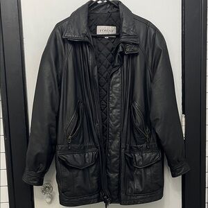 London Fog Black Leather Military Jacket